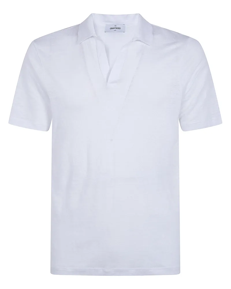 Gran Sasso Logo Print Short Sleeves Skipper Polo Shirt White