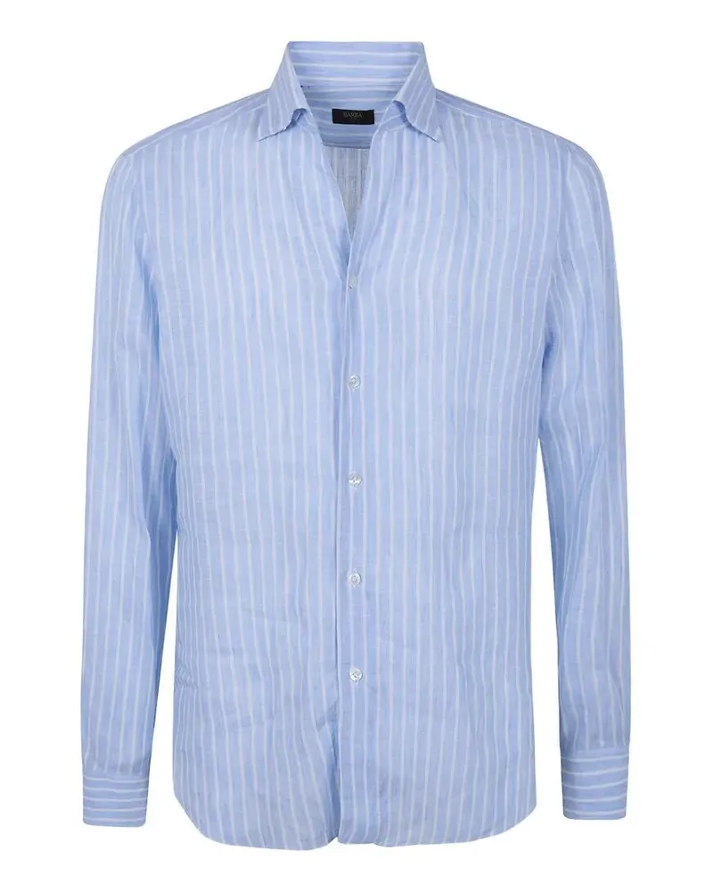 BARBA Classic Linen Stripes Shirt Blue