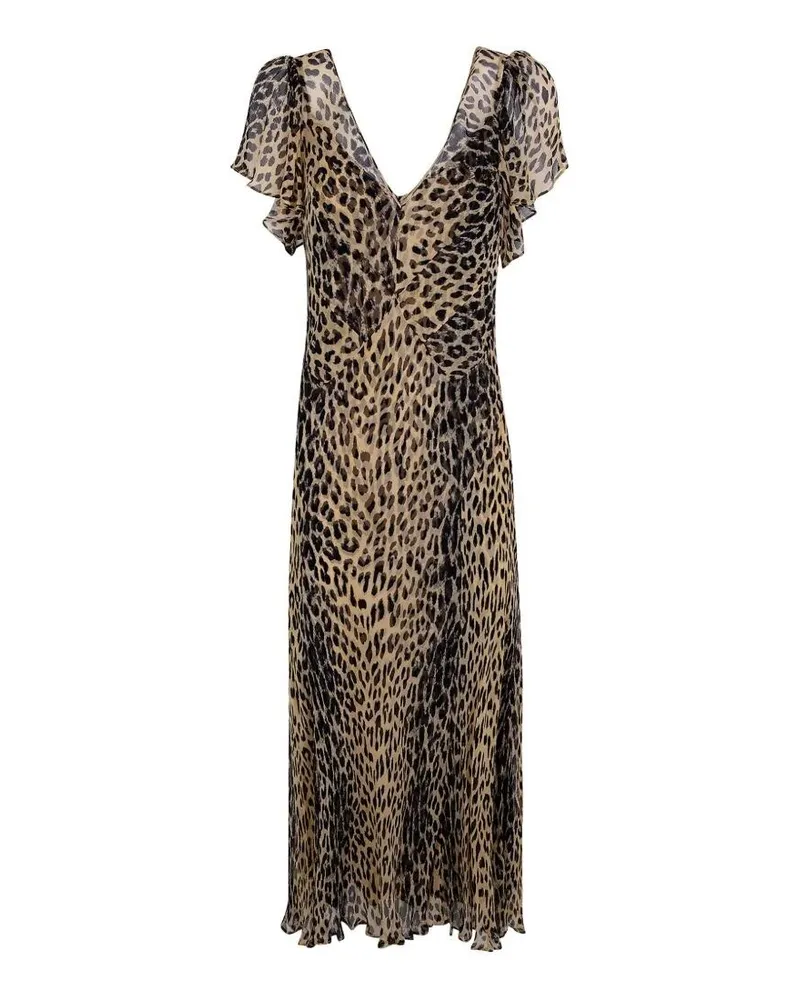 RIXO Bexley Dress Nina Leopard Brown Yellow