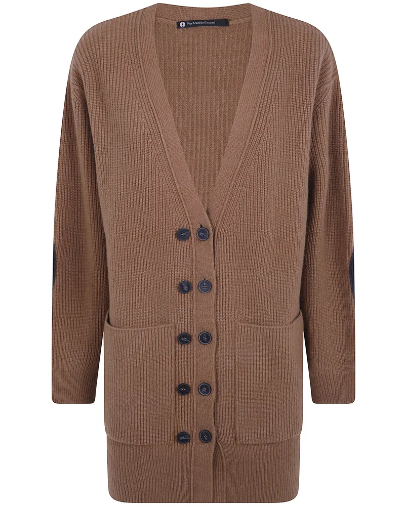 Pier Antonio Gaspari Cardigan With Patches Brown