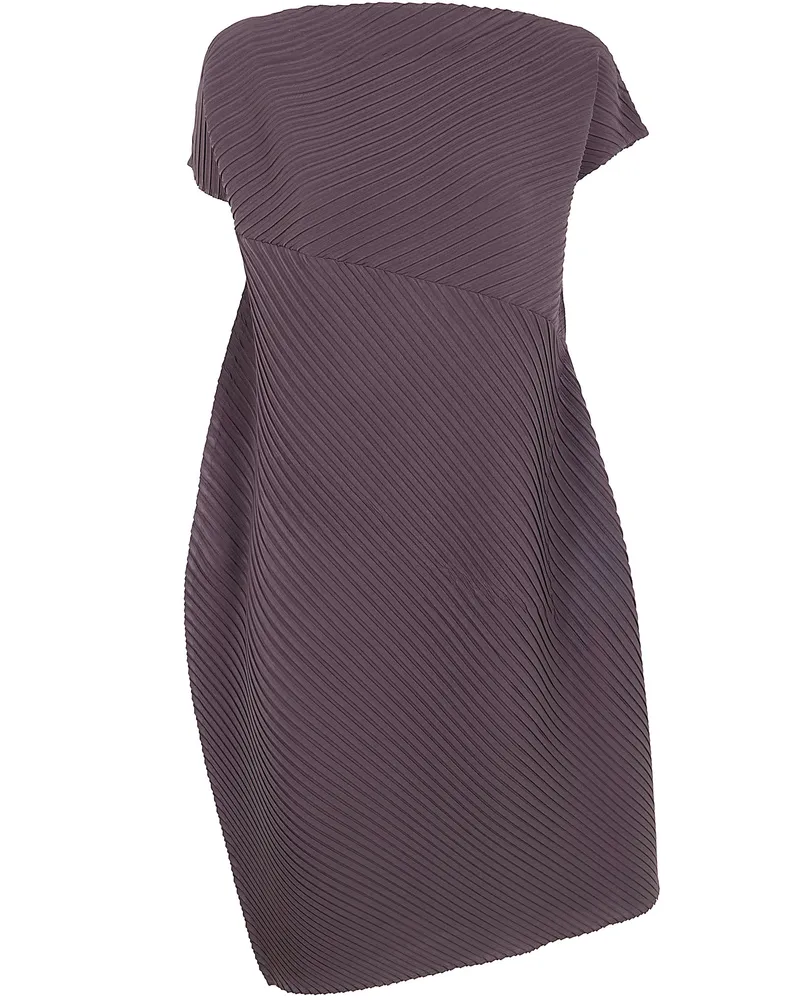 Issey Miyake Plaster Pleats Solid" Volume Midi Dress Brown
