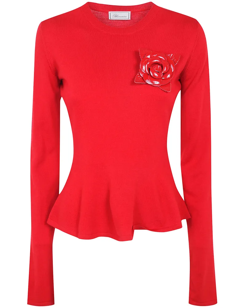 Blumarine Wool Sweater Godet Red