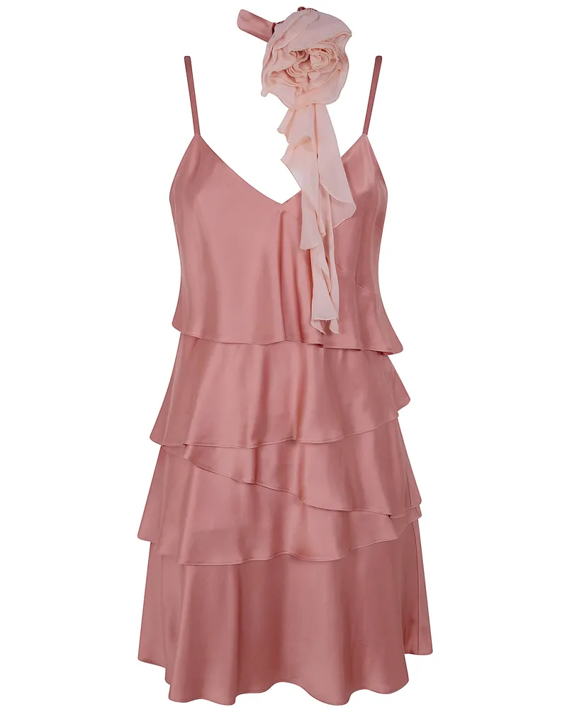Blumarine Satin Dress With Rouges Red