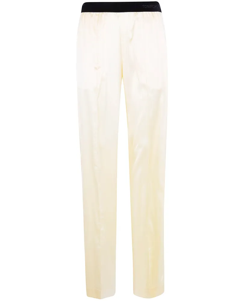 Tom Ford Stretch Silk Satin Pj Pants Yellow