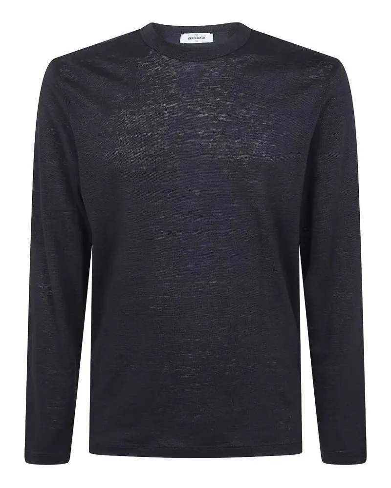 Gran Sasso Logo Print Long Sleeves T-Shirt Black