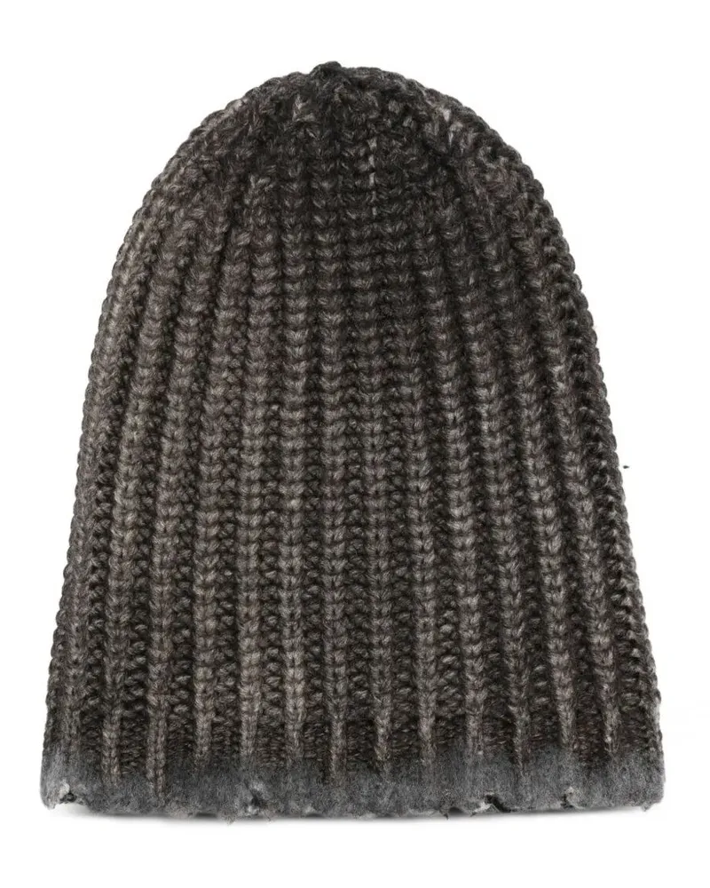 Avant Toi Hand Painted Corn Cob Stitch Hat With Destroyed Effect Brown