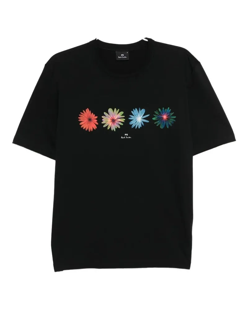 Paul Smith Mens Casual Fit Ss T Shirt Flowers Black