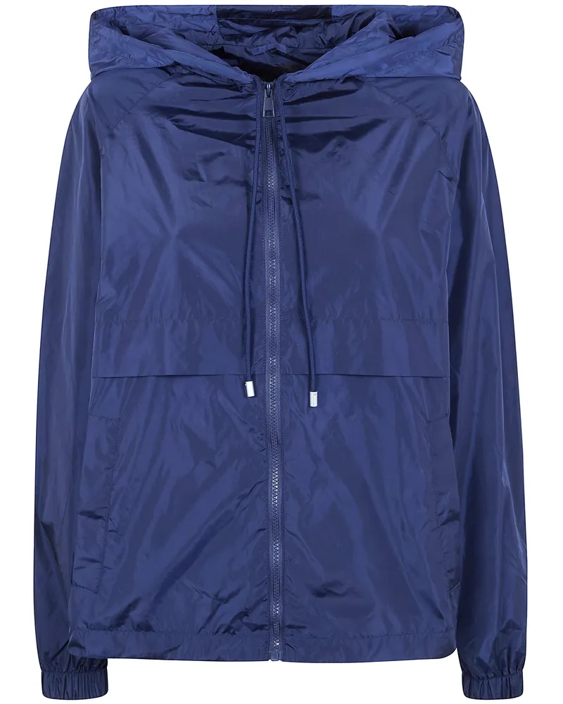 Semicouture Nylon K-Way Hooded Jacket Blue