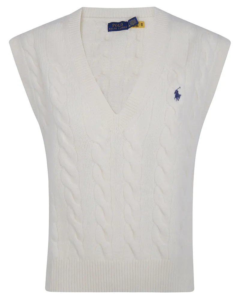 Ralph Lauren Sweater Wool Cashmere "Sleeveless Pullover White