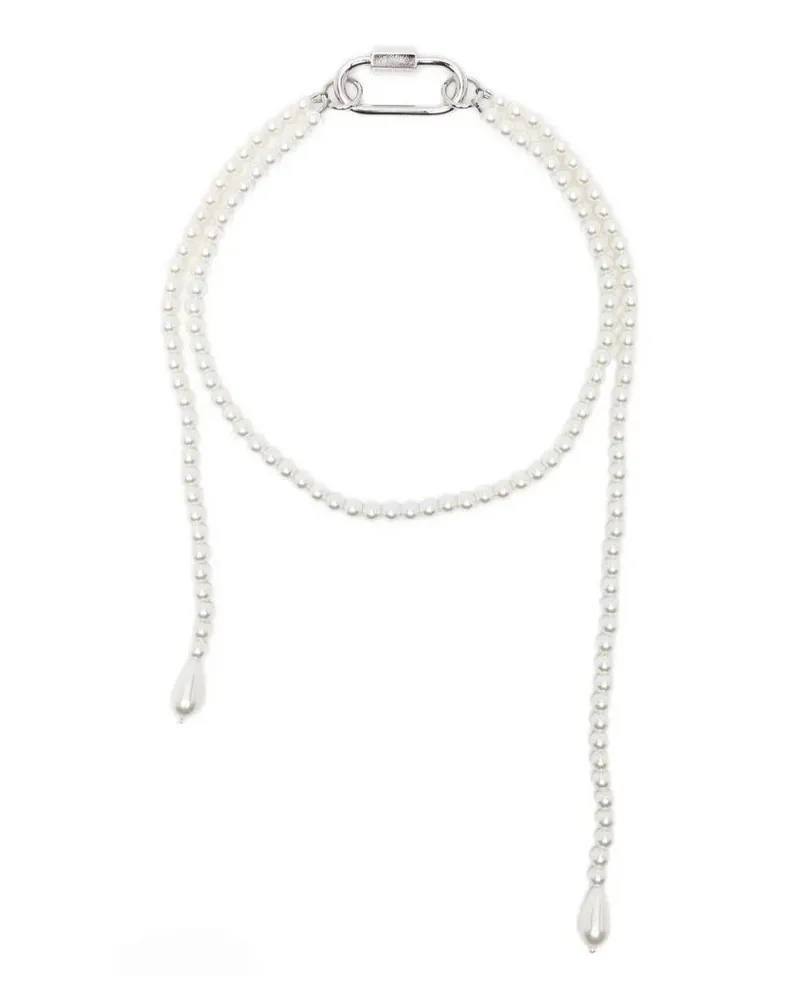 Simone Rocha Fragment Pearl Carabiner" Necklace White