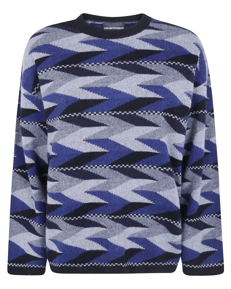 Emporio Armani Sweater Wool Cashmere "Fancy Blue Blue
