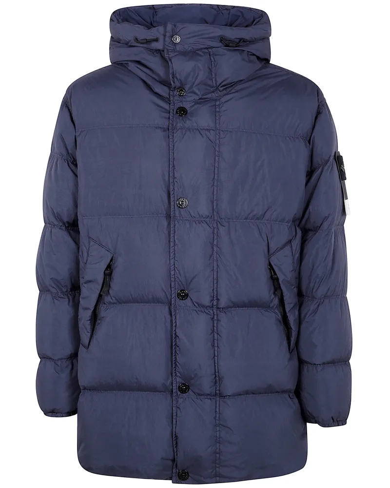 Stone Island Garment Dyed Crinkle Reps Ny Recycled Nylon Short Parka Blue