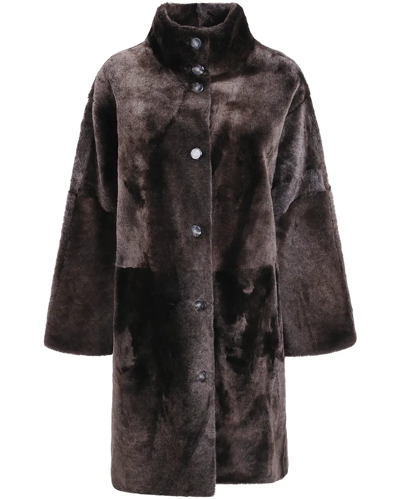 Yves Salomon Leather Coat Wakame Black