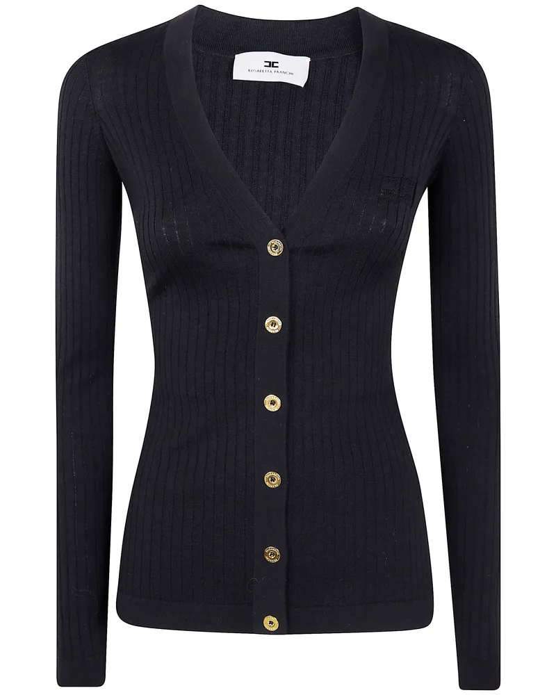 Elisabetta Franchi Tricot V Neck Cardigan Black