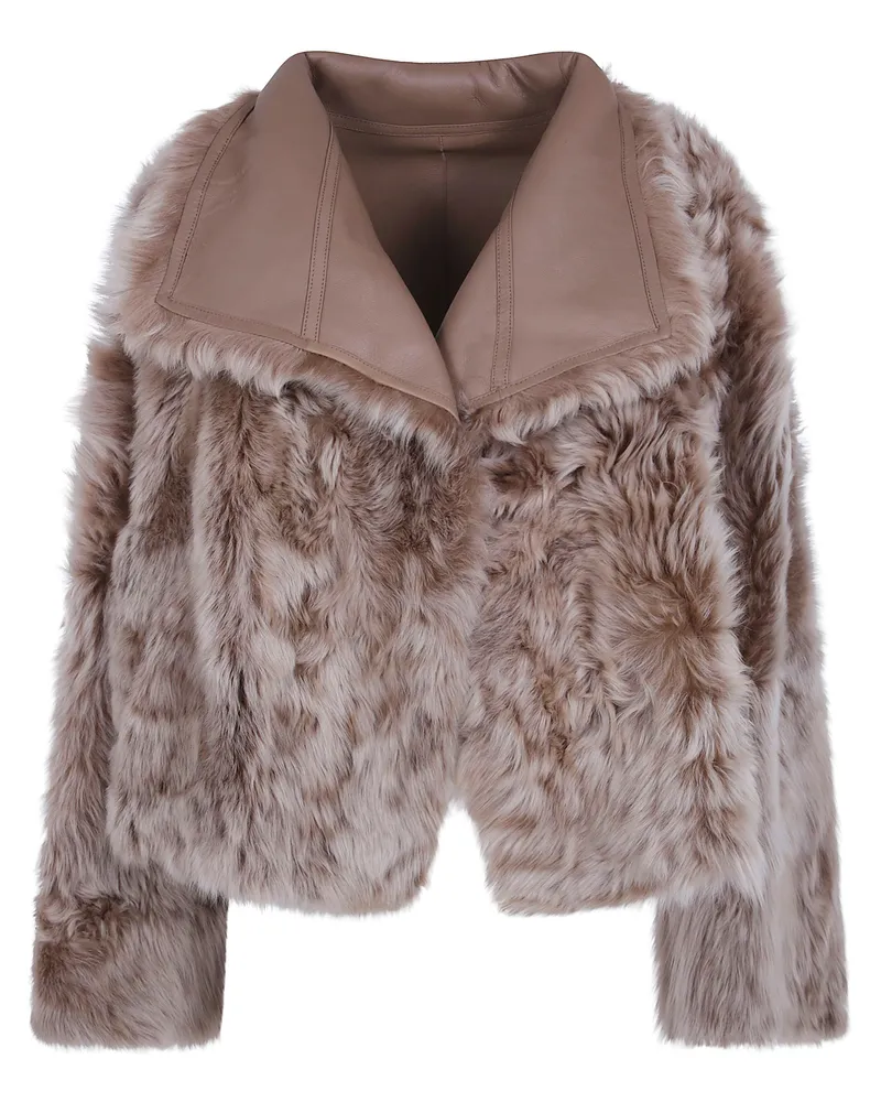 Yves Salomon Jacket 55Cm "55Cm Jacket Beige