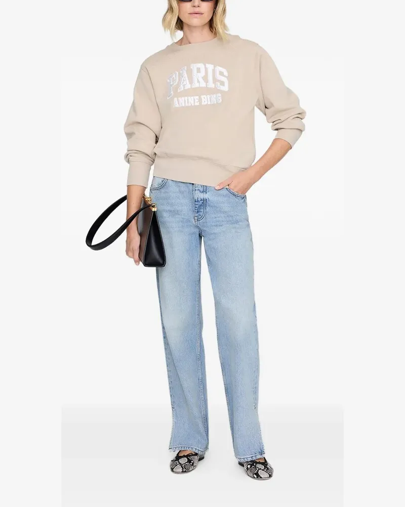 Anine Bing Harry' Shrunken Sweatshirt Paris Beige