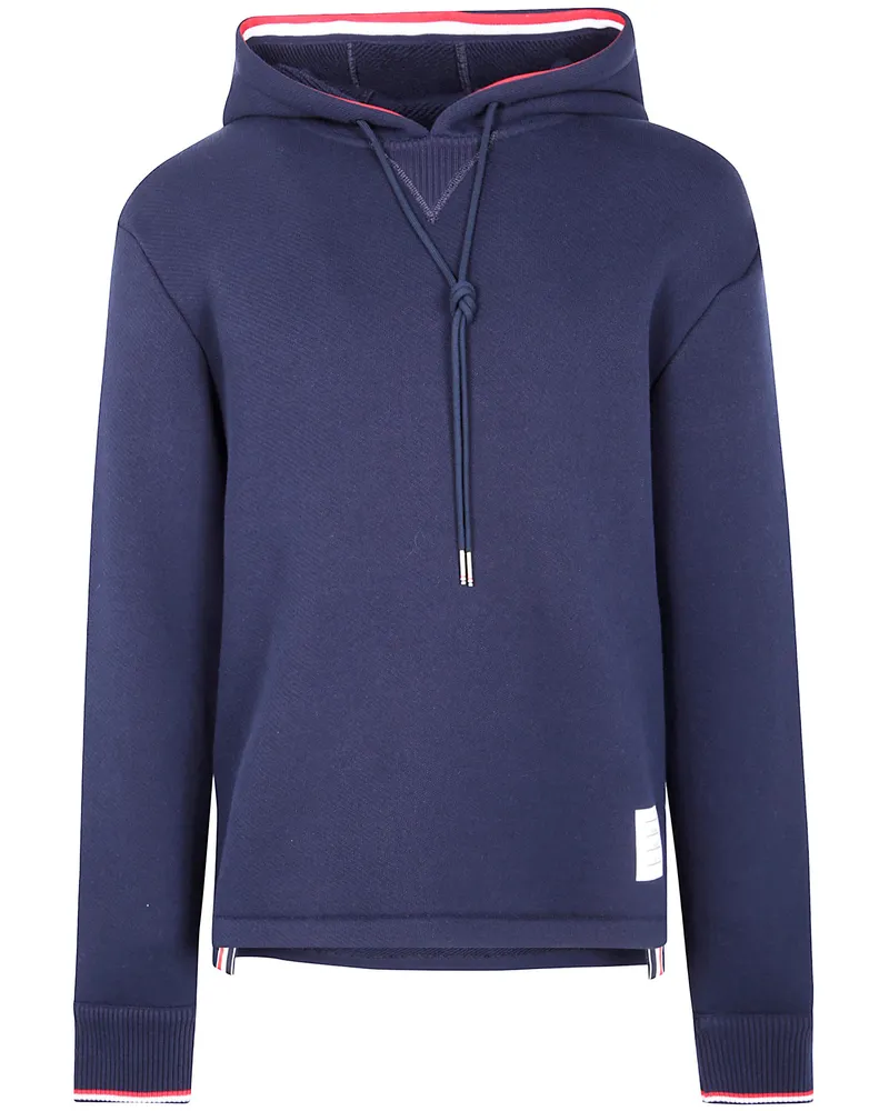Thom Browne Oversized Hoodie Pullover With Rwb Tipping Stripe In Chunk Blue