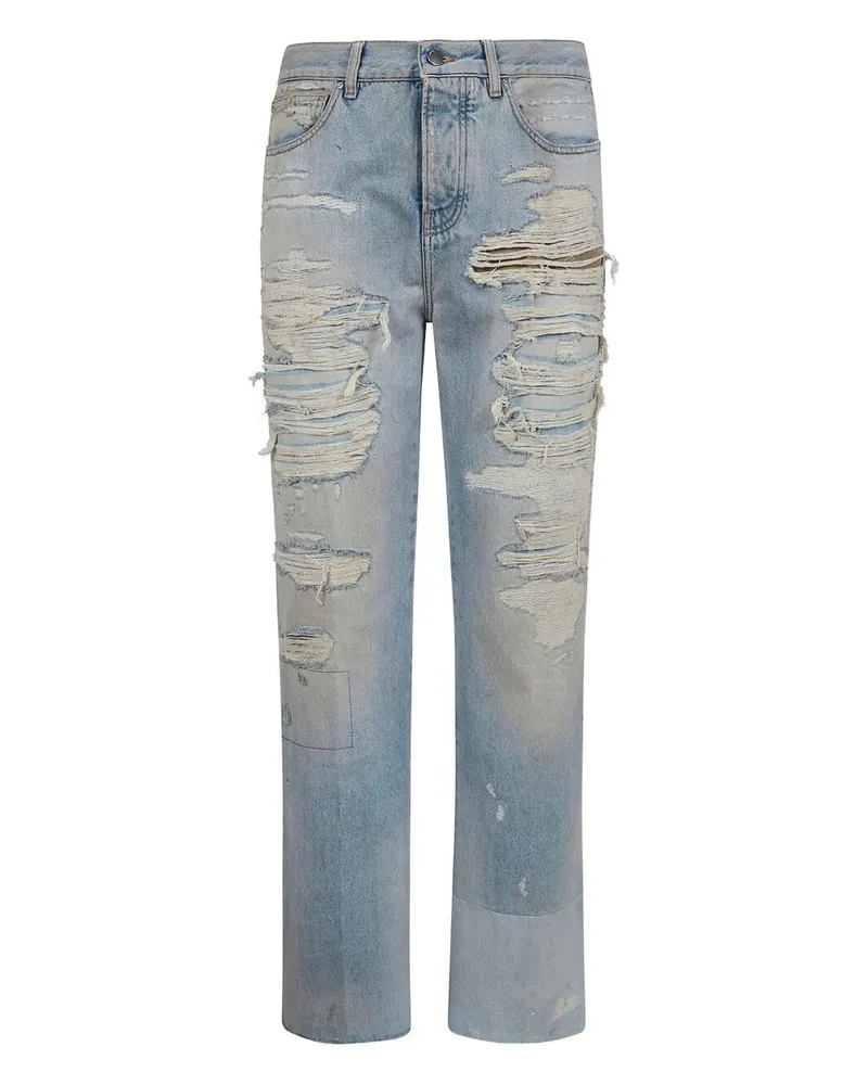 Amiri Repaired" Boot Cut Jeans Blue