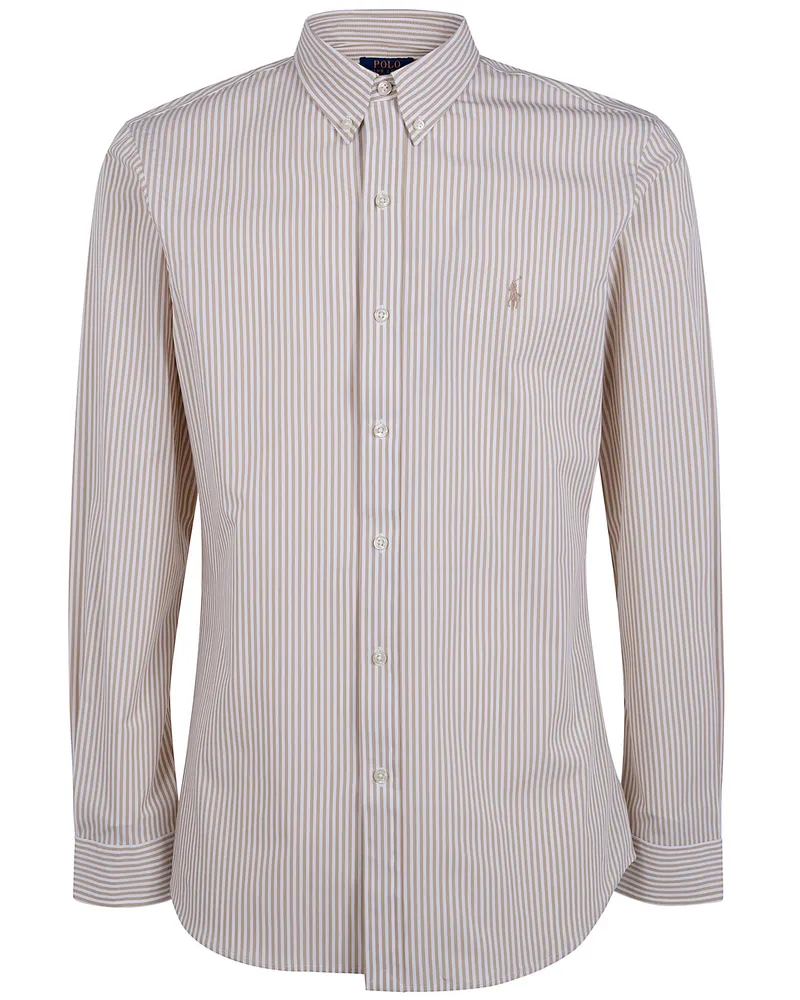 Ralph Lauren Long Sleeves Sport Stripes Shirt Beige