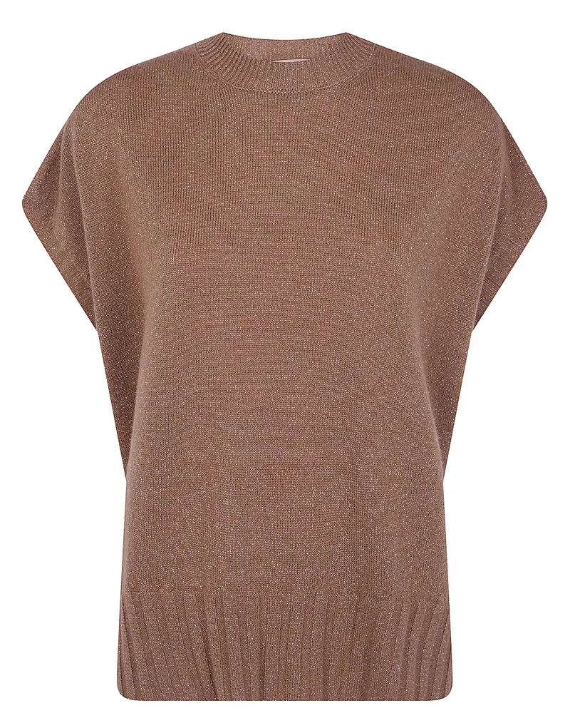 Twin-Set Sweater Sleeveless Round Neck Brown