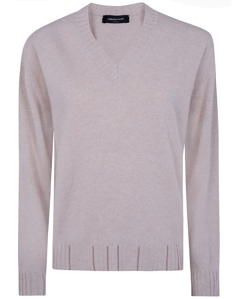 Fabiana Filippi Sweater V Neck "Mad216f015 Beige