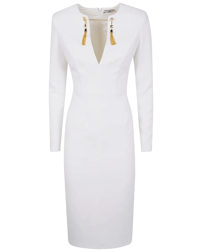 Elisabetta Franchi Midi Fit Dress White