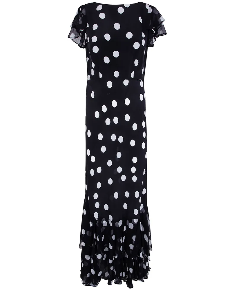 RIXO Ordinia Dress Mono Polka Dot Black Black