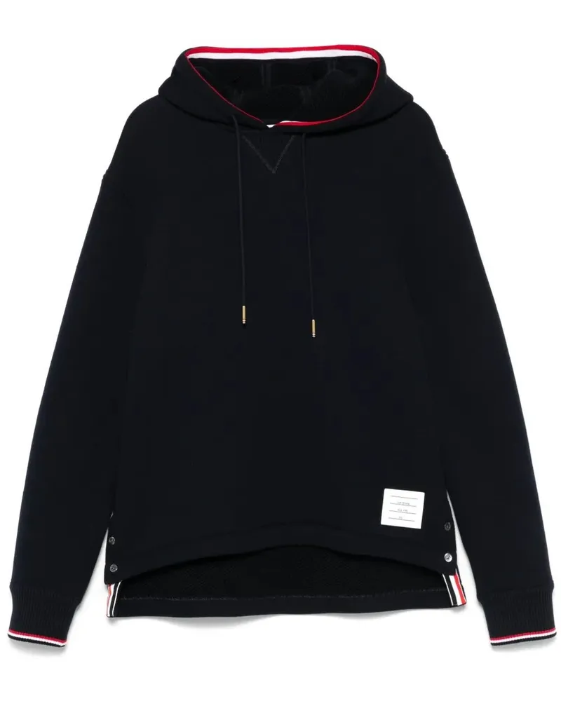 Thom Browne Oversized Hoodie Pullover With Rwb Tipping Stripe In Chunk Blue