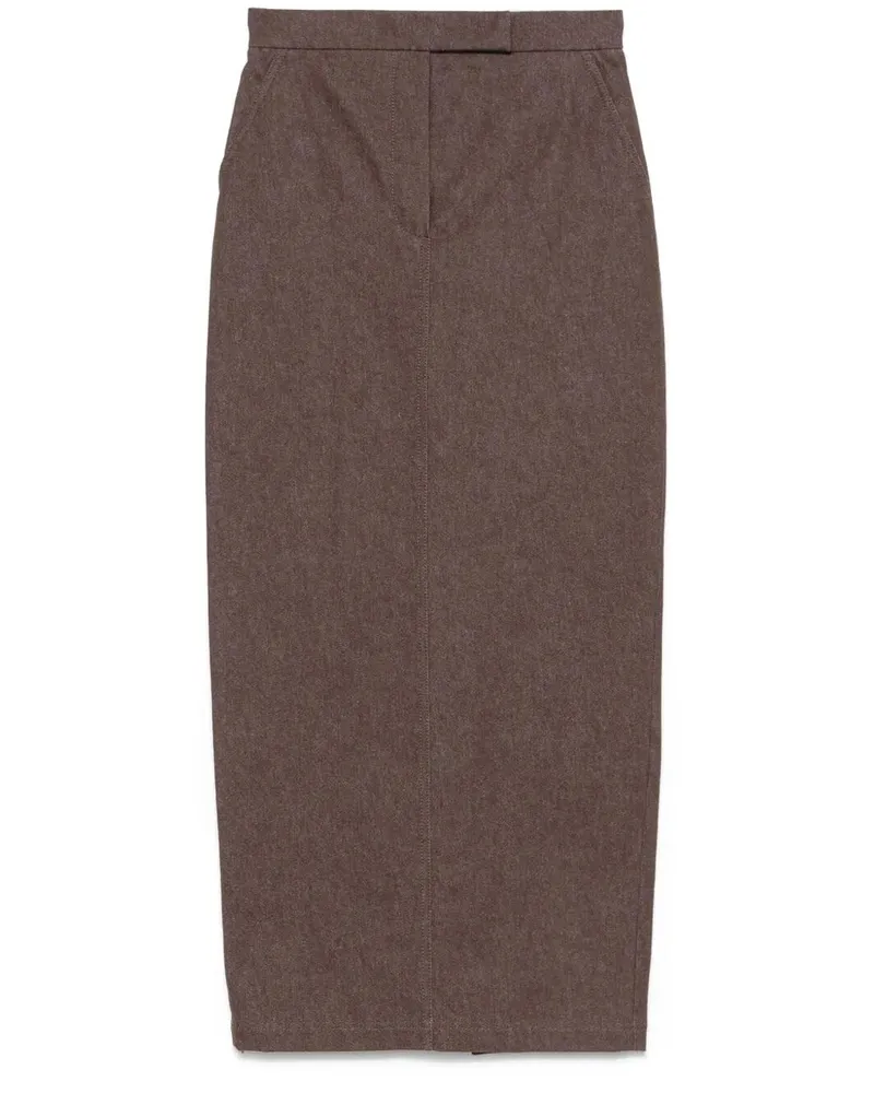 Max Mara Pianosa Long Denim Skirt Brown