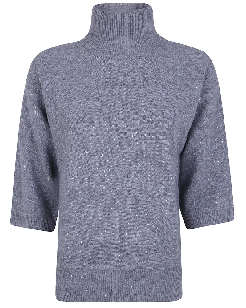 Seventy Sweater With Pailletes "Mock Neck Gray