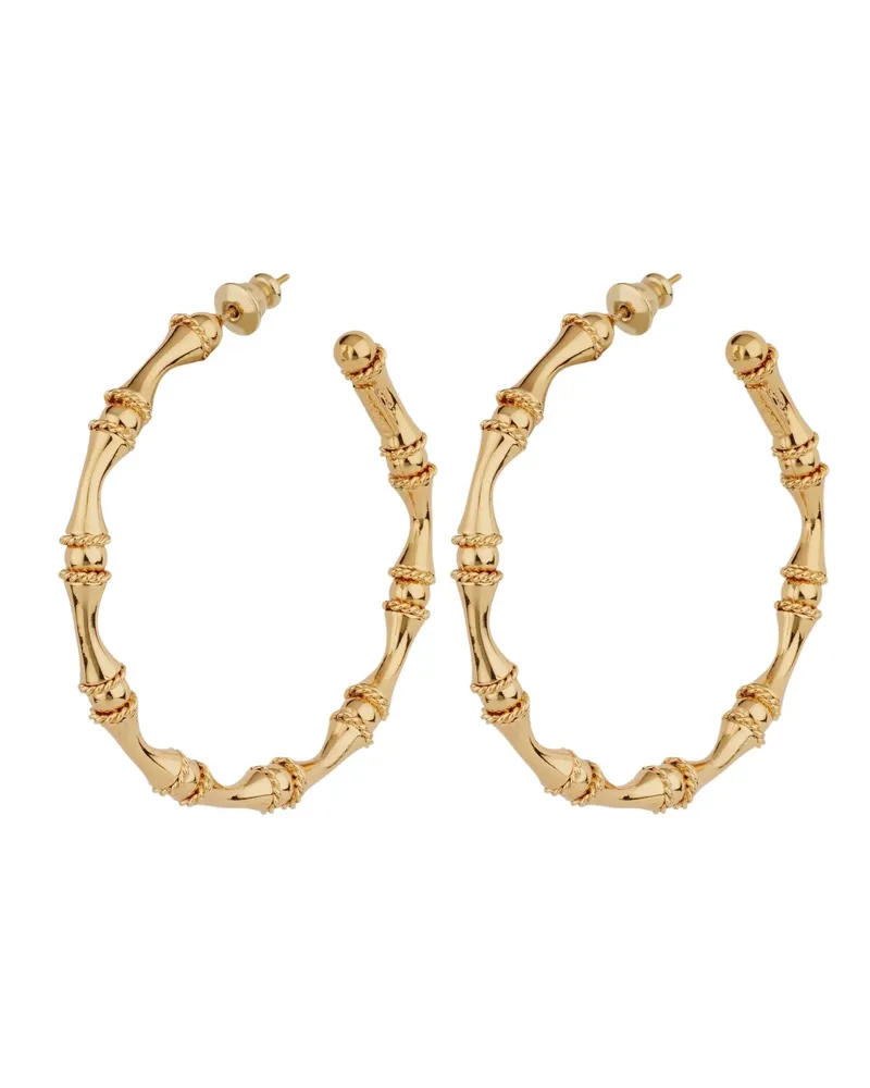Gas Bijoux Bambou" Gold Plated Hoop Earrings Metallic