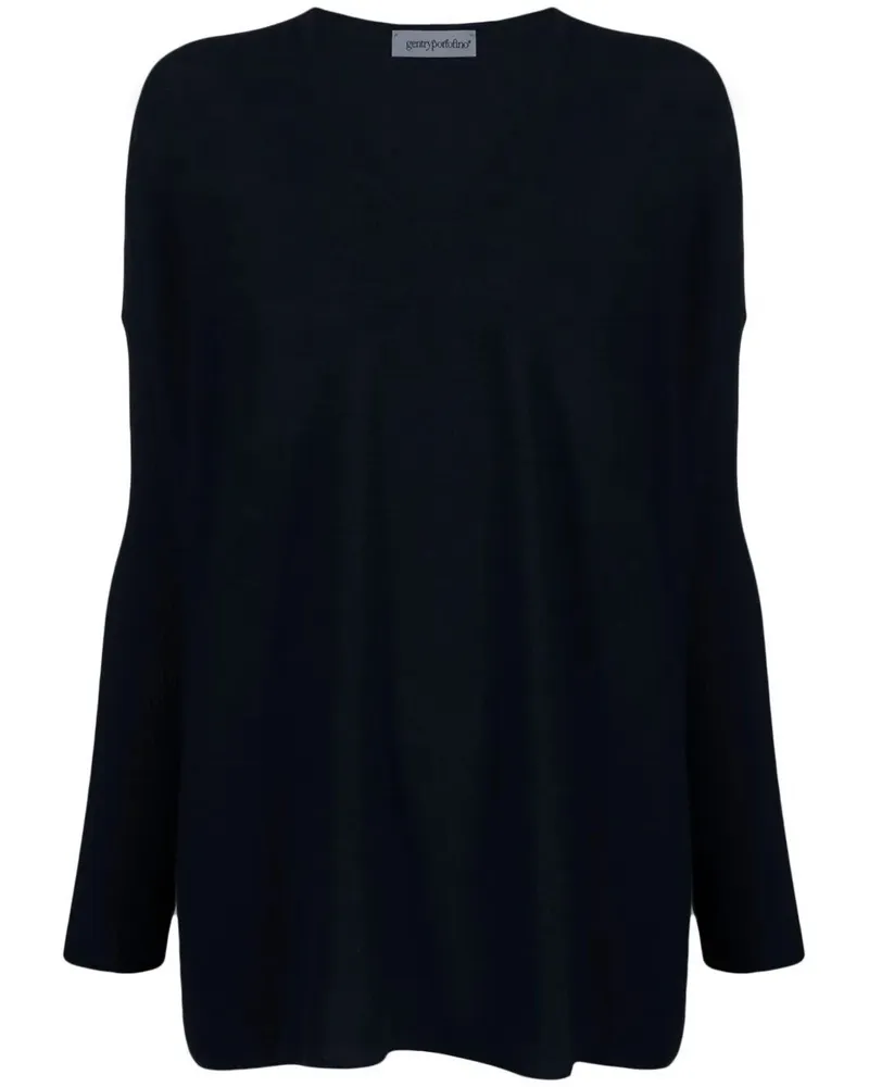 Gentryportofino V Neck Knit Sweater Blue