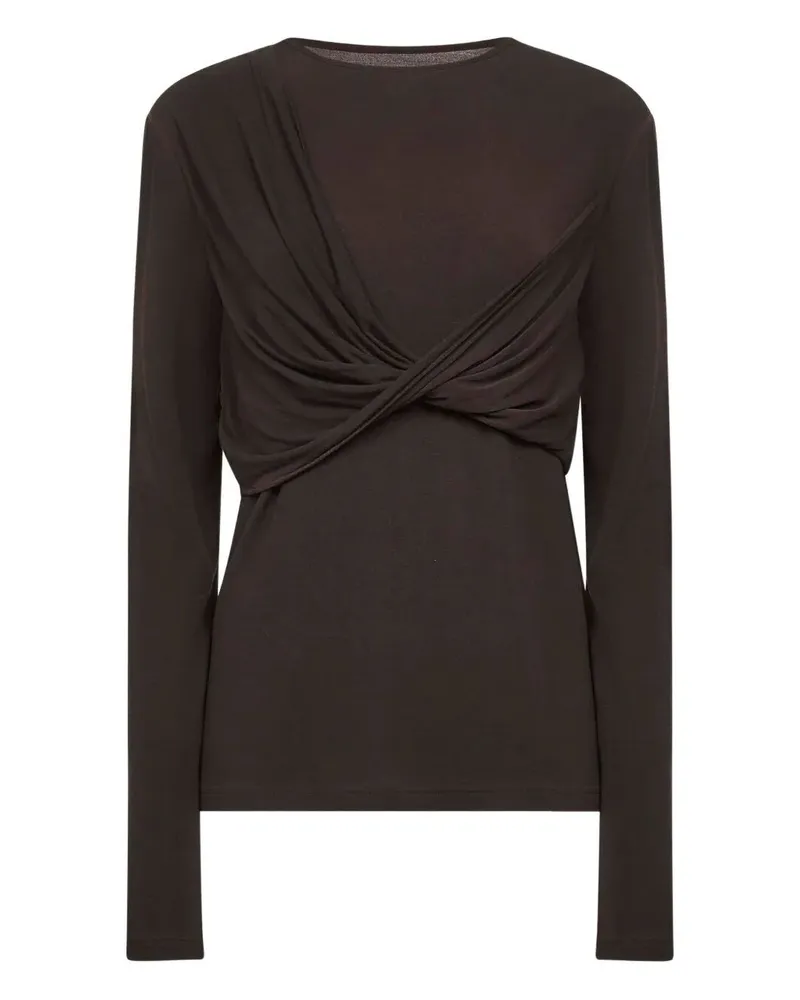 Uma Wang Twist" Long Sleeve Top Brown