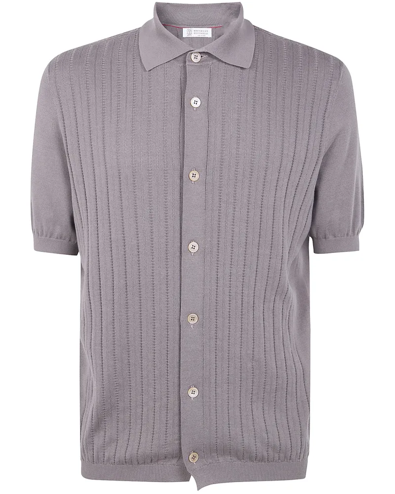 Brunello Cucinelli Short Sleeves Polo Neck Cardigan Brown