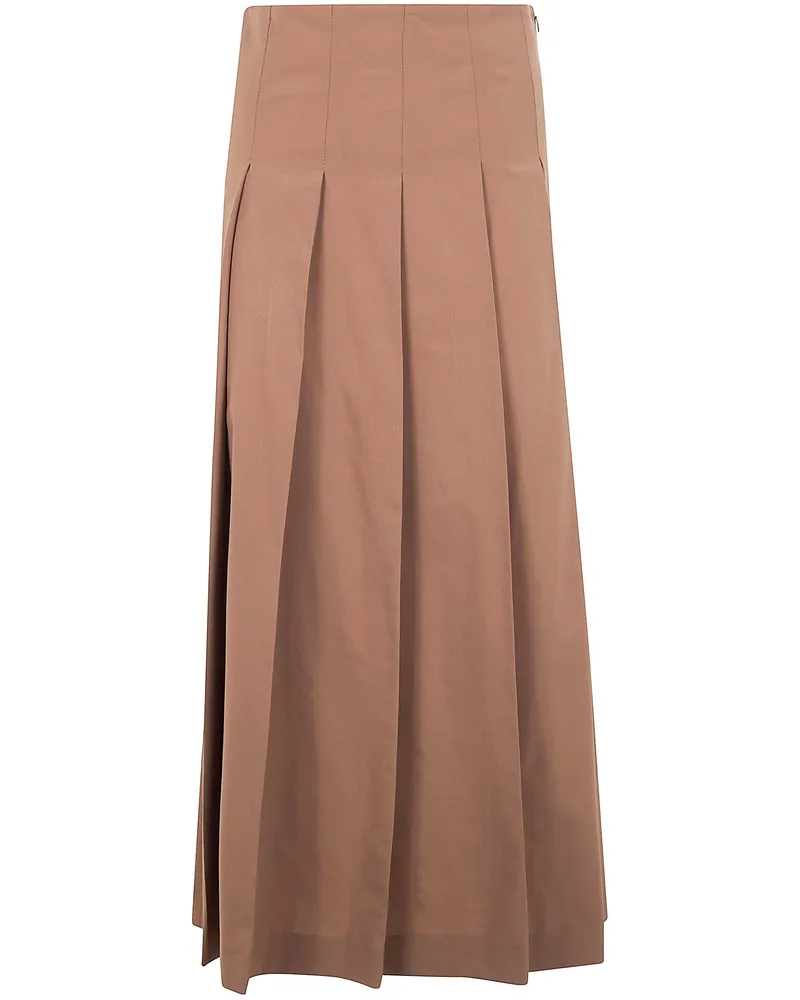 Róhe Pleated Wool Skirt Brown