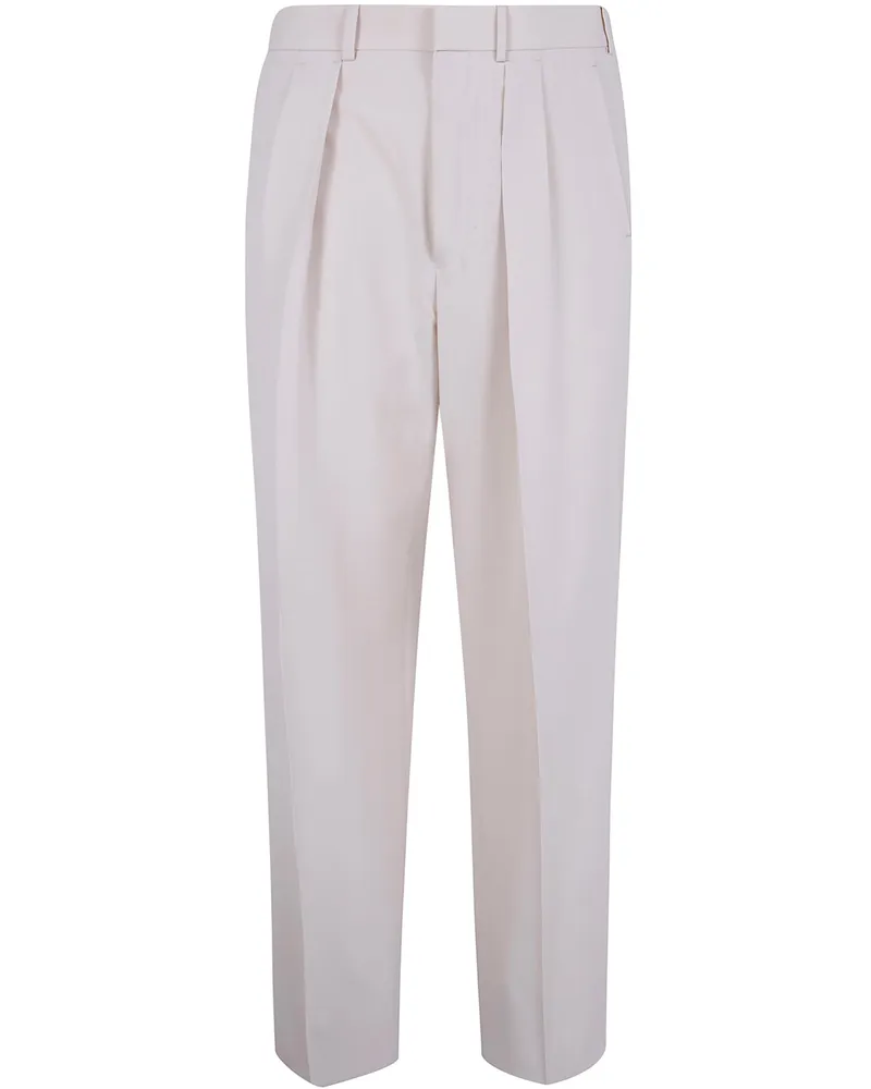 Tom Ford Wool Cashmere Silk Reps Double Pleat Pants White