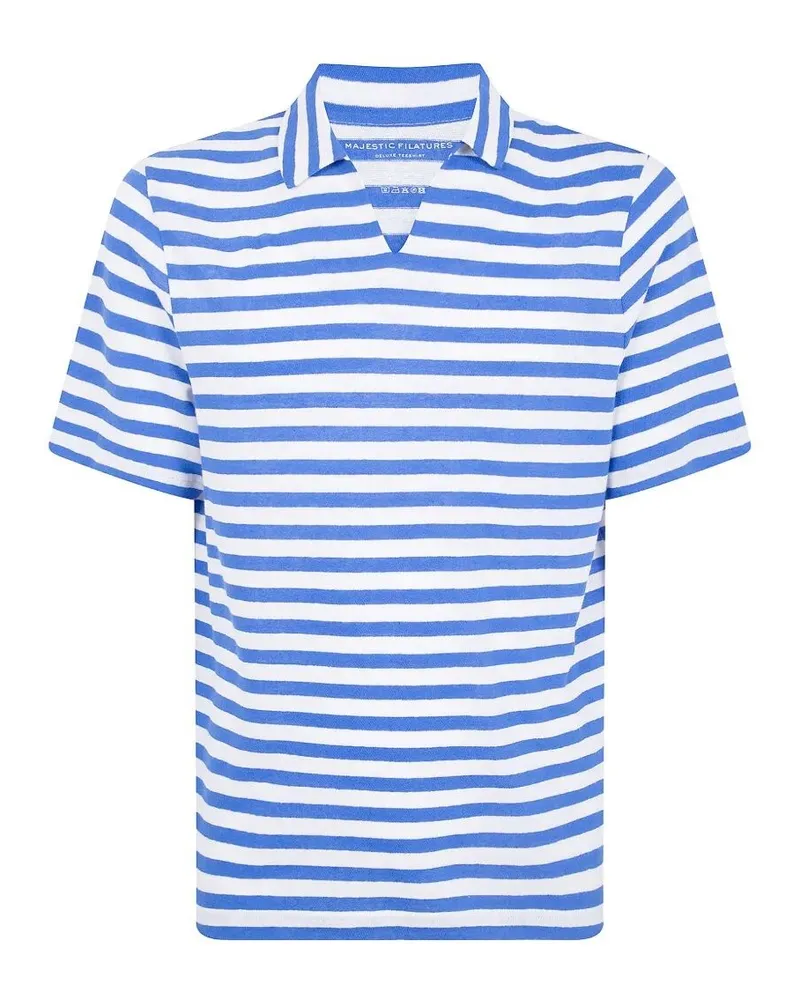Majestic Stripes Polo Shirt Blue