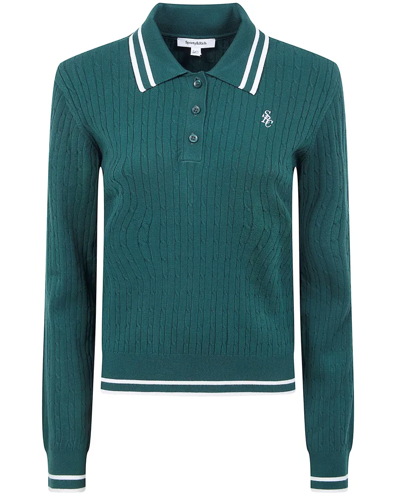 SPORTY & RICH Src" Mini Cable Ls Polo Green