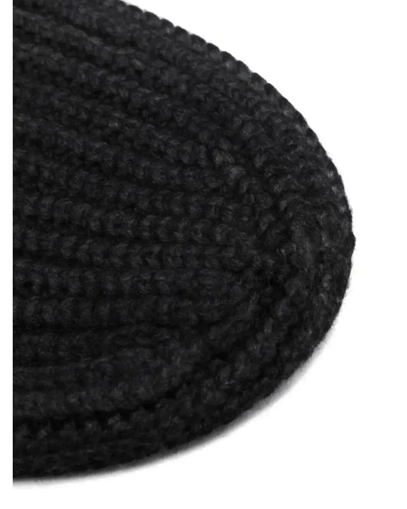Avant Toi Hand Painted Corn Cob Stitch Hat With Destroyed Effect Black