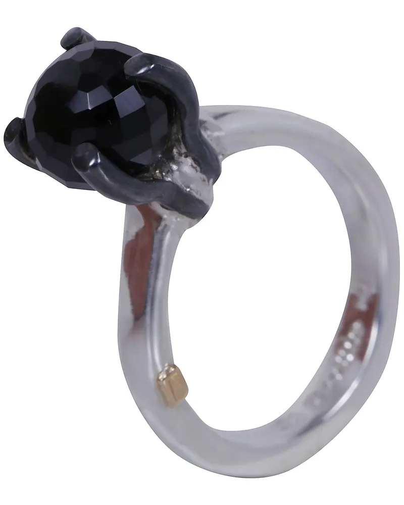Rosa Maria Ring With Black Stone "Yoko Metallic