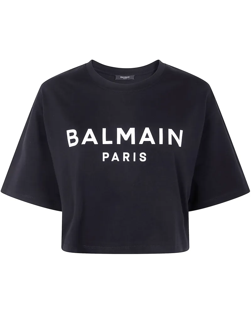 Balmain Balmain Printed Cropped T-Shirt Black