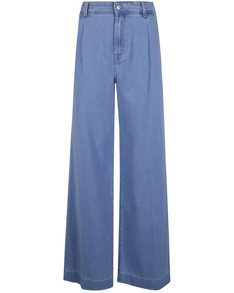 7 for all mankind Seaplated Pinces Wide Leg Jeans Blue