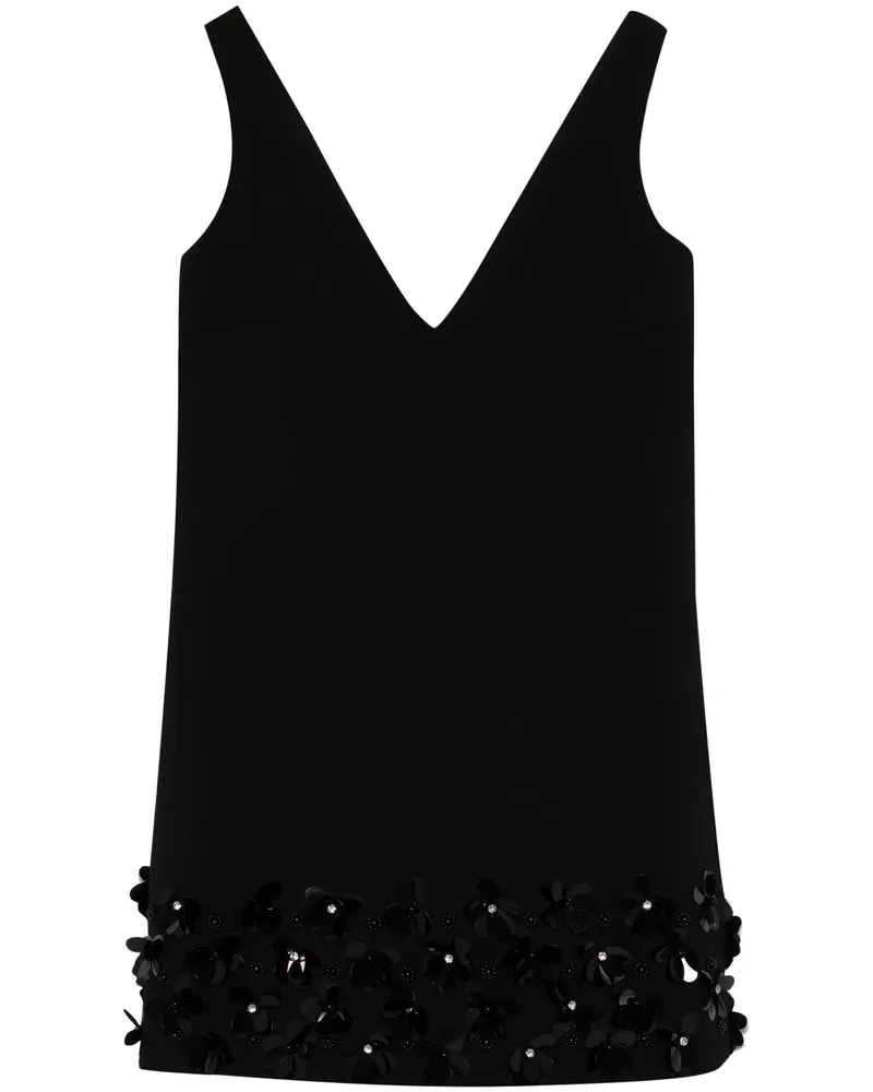 Self-Portrait Black Crepe 3D Sequin Mini Dress By Self-Portrait Black