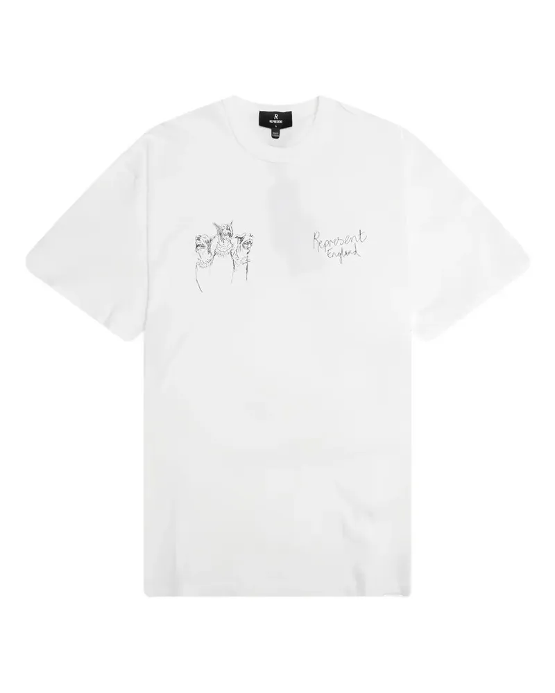 REPRESENT Hand Drawn Thoroughbred Dogs" T-Shirt Beige