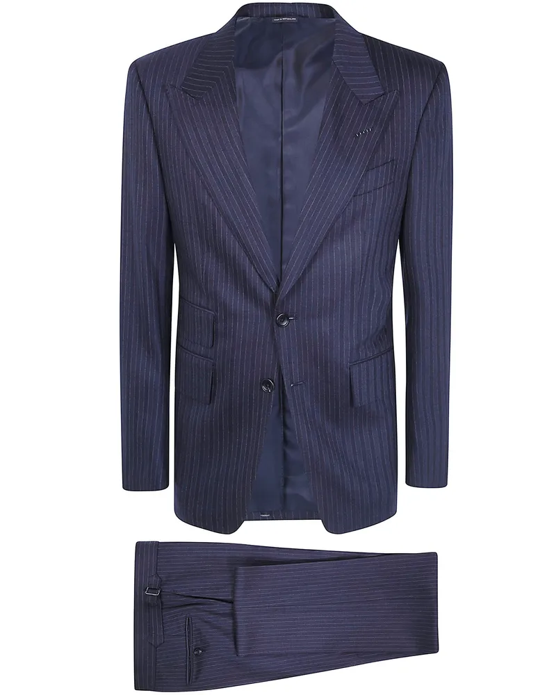 Tom Ford Suit Herringbone Stripe Shelton Suit Fl Blue