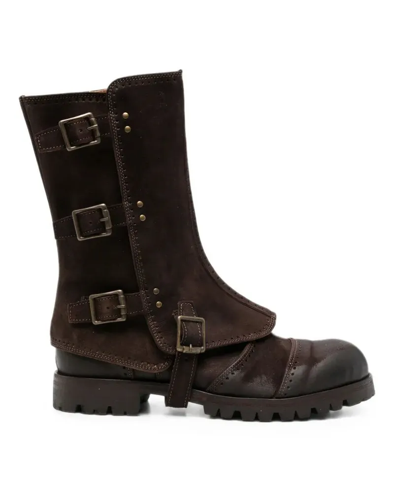 Ziggy Chen Mid Boots With Spats Brown