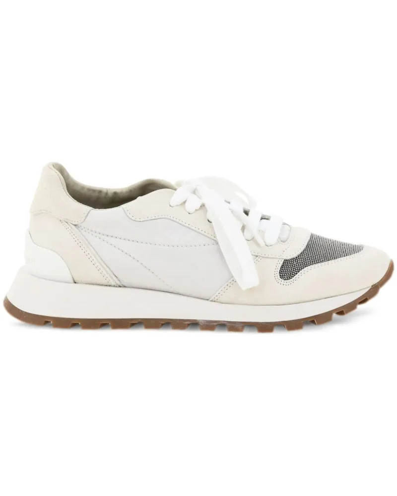 Brunello Cucinelli Monili Toe Runner Sneakers By Brunello Cucinelli White