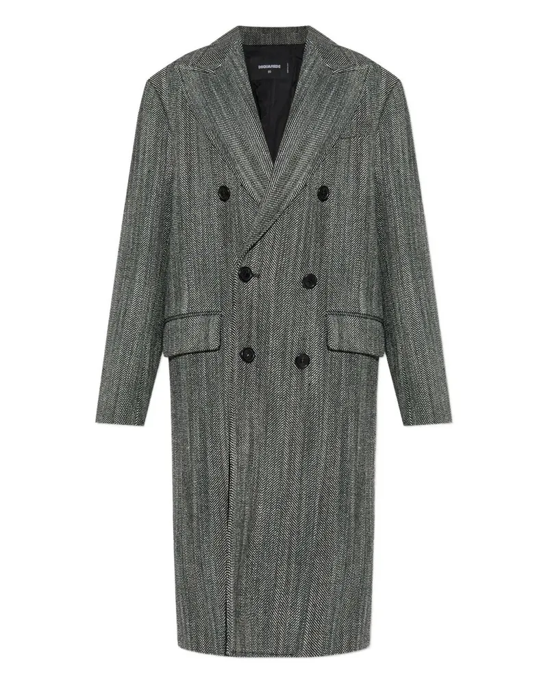 Dsquared2 Herringbone Double Breast Coat White