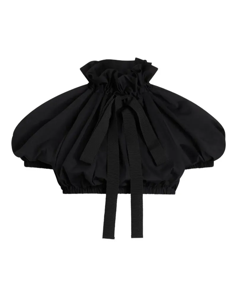 Patou Cropped Volume Jersey Top Black