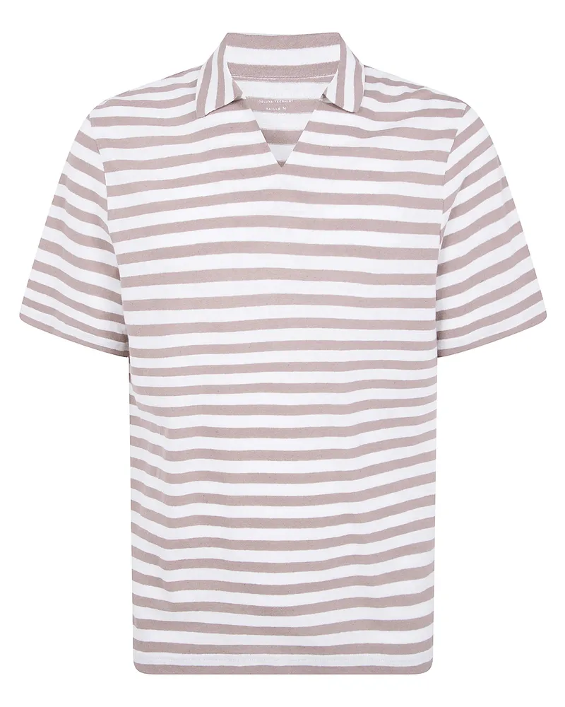 Majestic Stripes Polo Shirt Brown